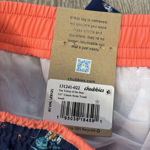 Chubbies Swim Trunks Triton of the Seas 5.5" Inseam Swim Shorts Small Summer - Picture 4 of 5